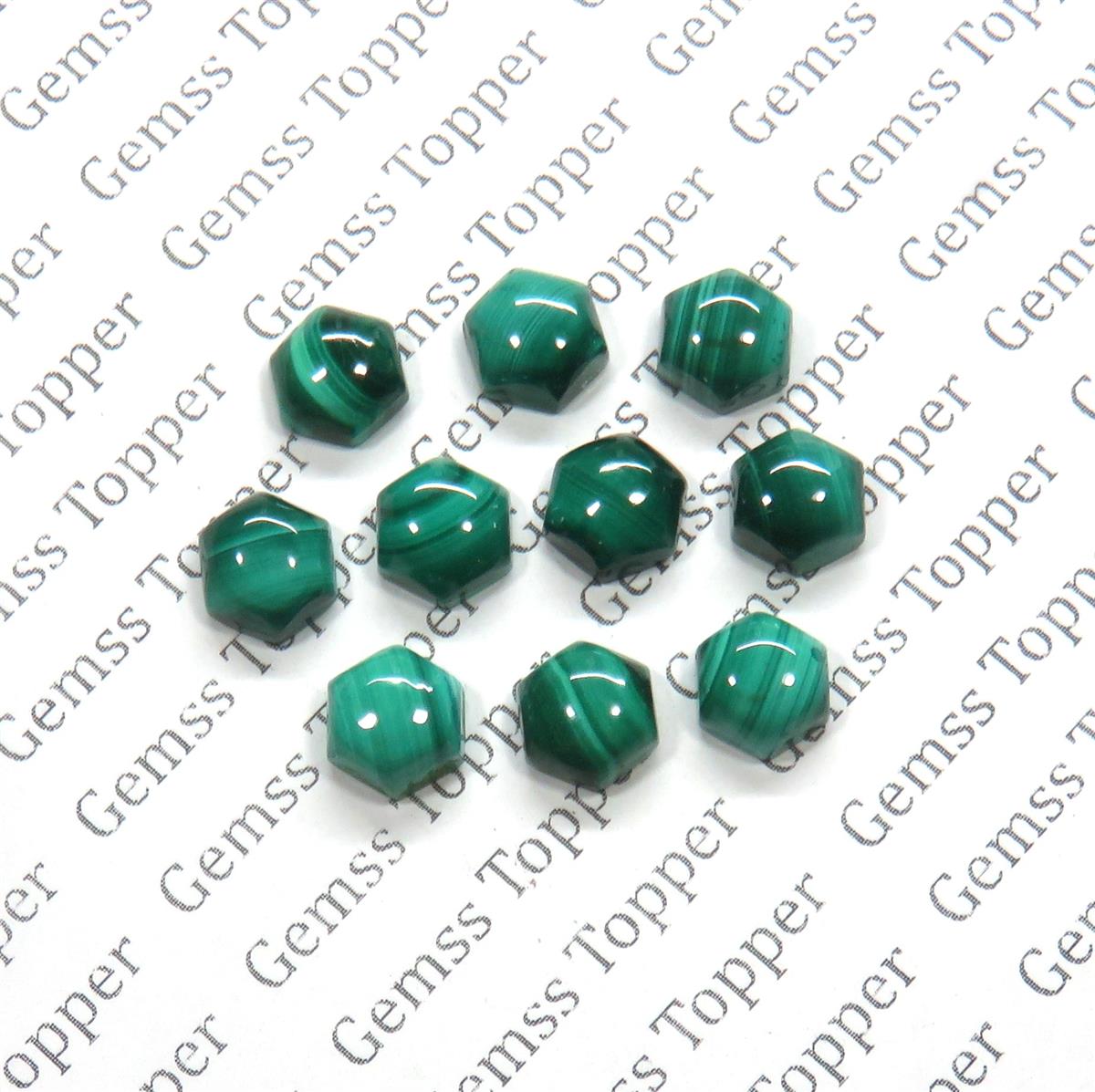 Malachite 8x8 mm Hexagon Cabochon